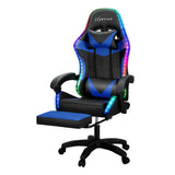 Artiss 6 Point Massage Gaming Office Chair 7 LED Footrest Blue Dropshipzone