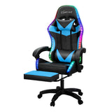 Artiss 6 Point Massage Gaming Office Chair 7 LED Footrest Cyan Blue Dropshipzone