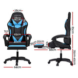 Artiss 6 Point Massage Gaming Office Chair 7 LED Footrest Cyan Blue Dropshipzone