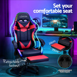 Artiss 6 Point Massage Gaming Office Chair 7 LED Footrest Red Dropshipzone