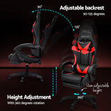 Artiss 6 Point Massage Gaming Office Chair 7 LED Footrest Red Dropshipzone