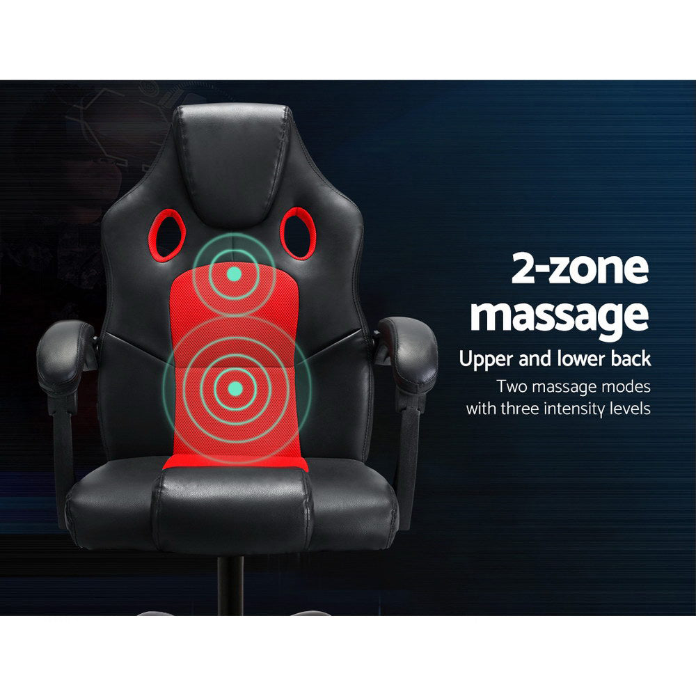 Artiss 2 Point Massage Gaming Office Chair PU Leather Red Dropshipzone