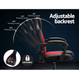 Artiss 2 Point Massage Gaming Office Chair PU Leather Red Dropshipzone