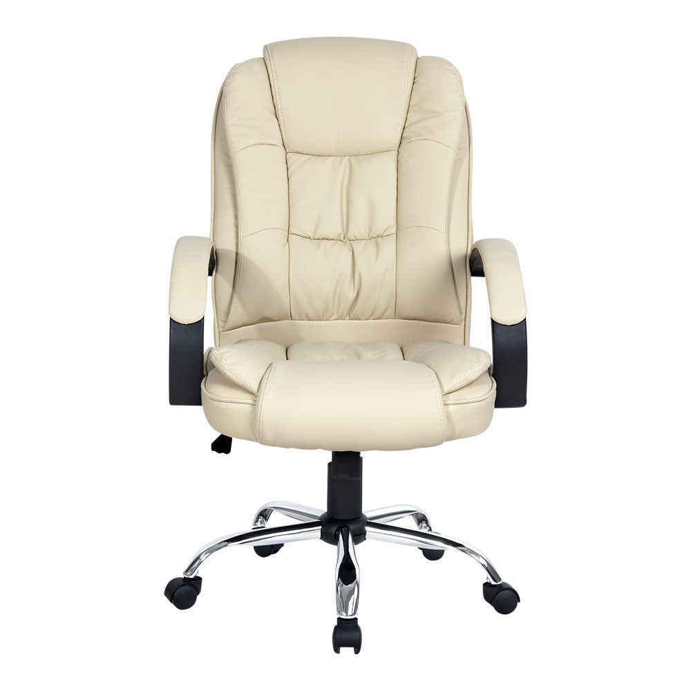 Artiss Executive Office Chair Leather Tilt Beige Dropshipzone