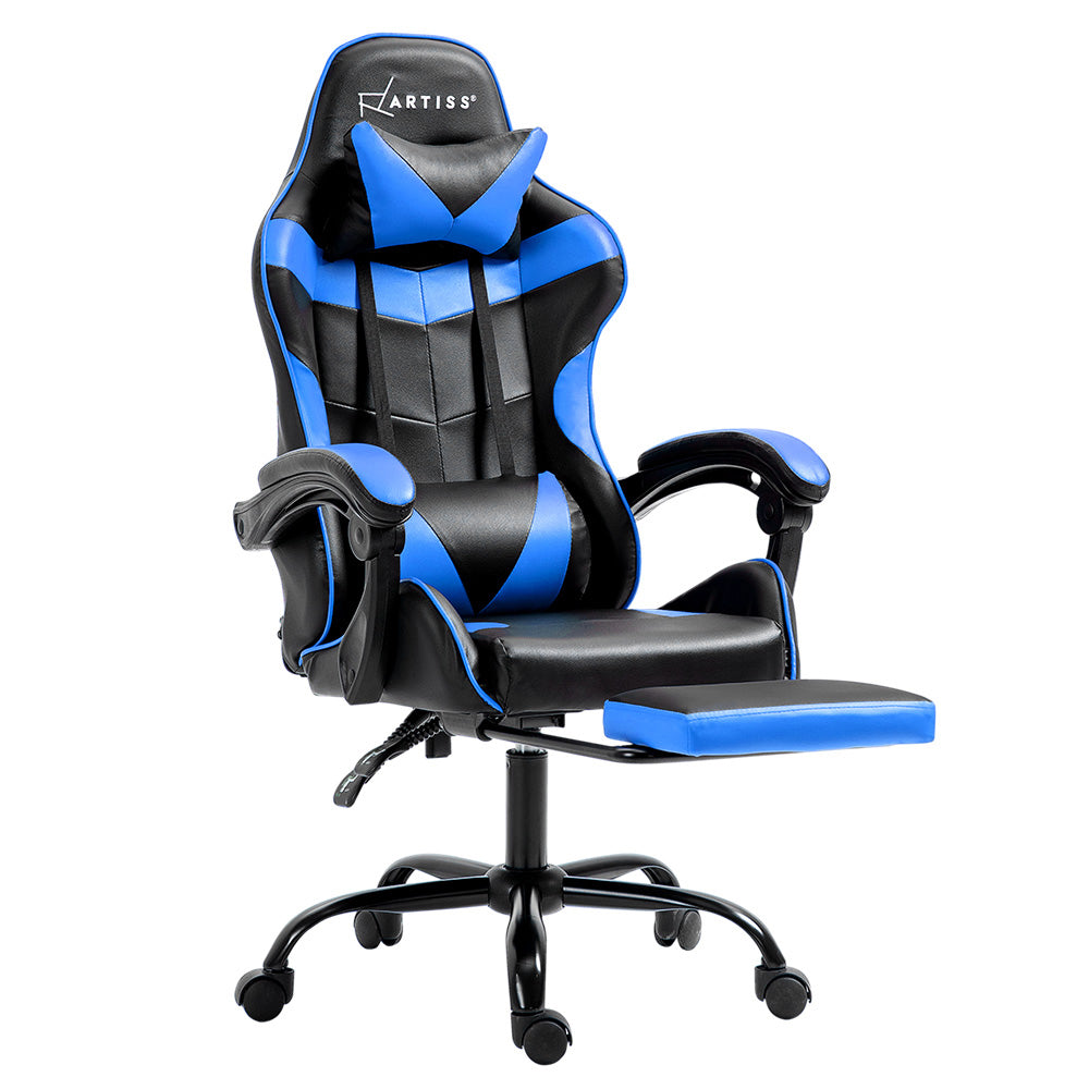 Artiss Gaming Office Chair Recliner Footrest Blue Dropshipzone