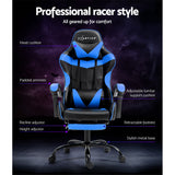 Artiss Gaming Office Chair Recliner Footrest Blue Dropshipzone