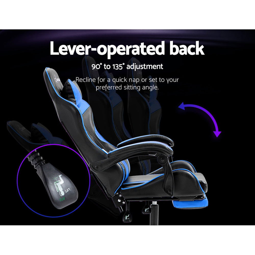 Artiss Gaming Office Chair Recliner Footrest Blue Dropshipzone