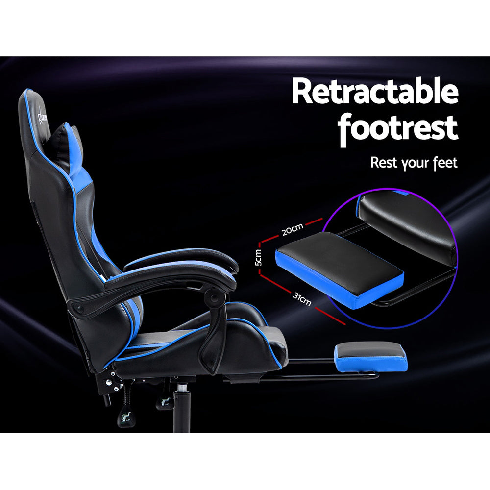 Artiss Gaming Office Chair Recliner Footrest Blue Dropshipzone