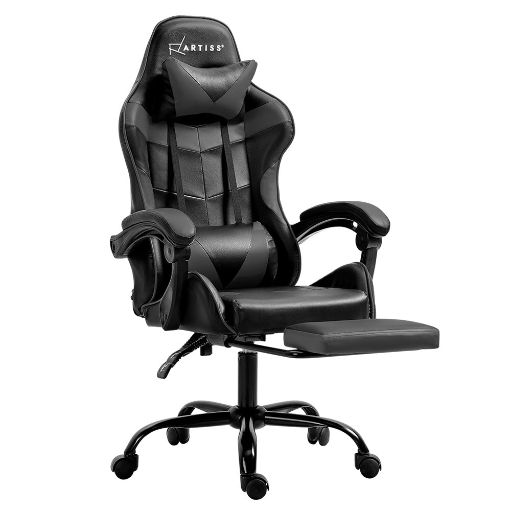 Artiss Gaming Office Chair Footrest Grey Dropshipzone