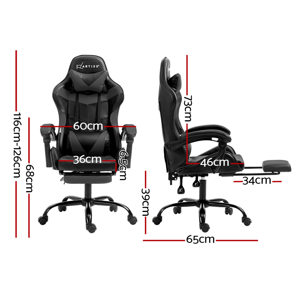 Artiss Gaming Office Chair Footrest Grey Dropshipzone