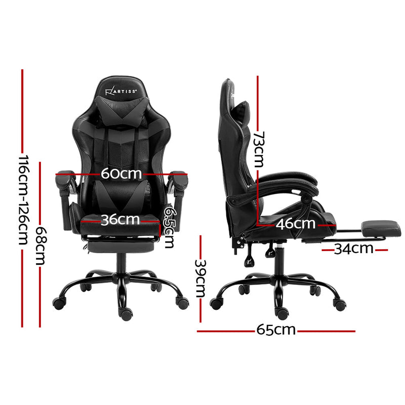 Artiss Gaming Office Chair Footrest Grey Dropshipzone
