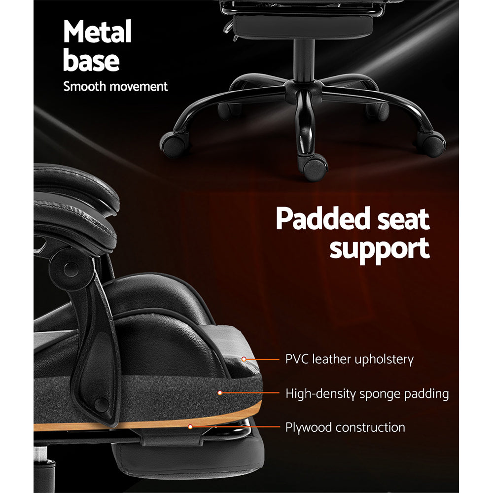 Artiss Gaming Office Chair Footrest Grey Dropshipzone