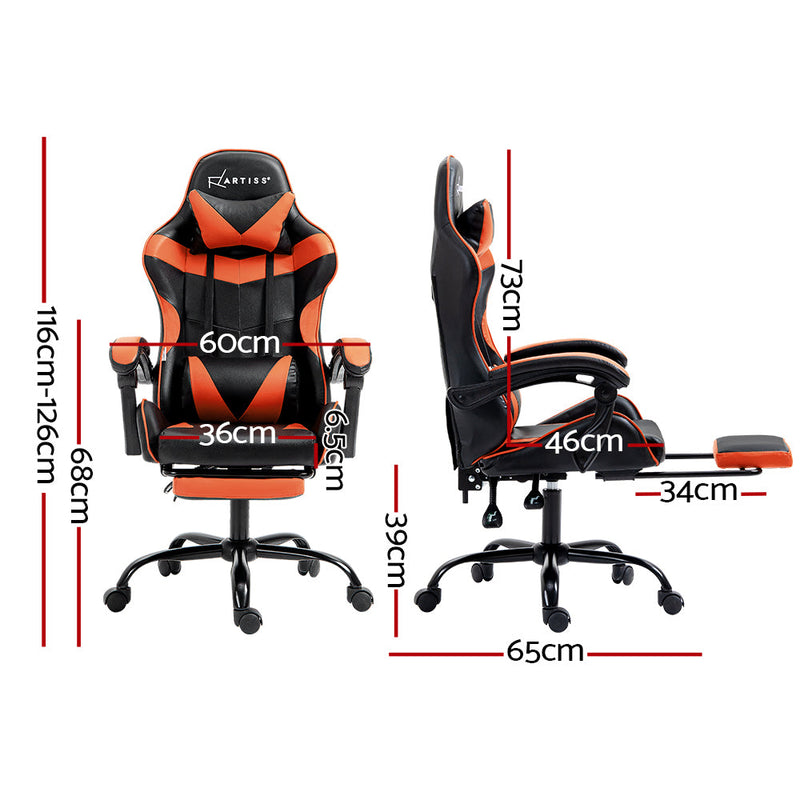 Artiss Gaming Office Chair Footrest Orange Dropshipzone