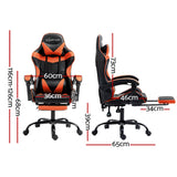 Artiss Gaming Office Chair Footrest Orange Dropshipzone