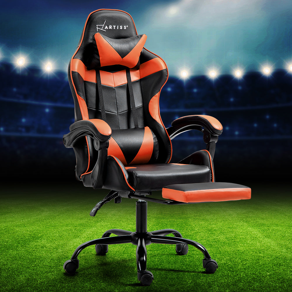 Artiss Gaming Office Chair Footrest Orange Dropshipzone