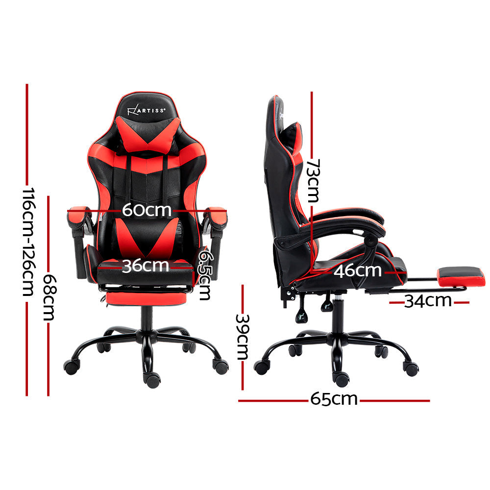 Artiss Gaming Office Chair Recliner Footrest Red Dropshipzone