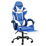 Artiss Gaming Office Chair Footrest Blue White Dropshipzone