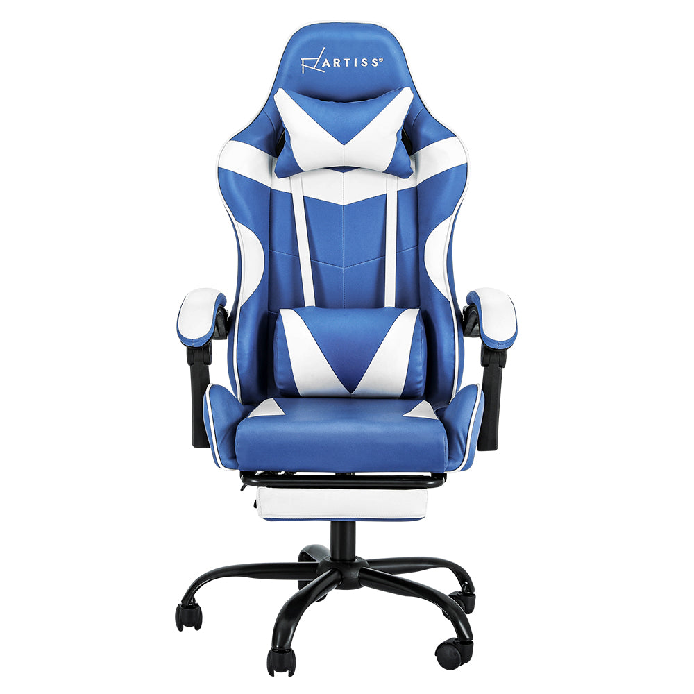 Artiss Gaming Office Chair Footrest Blue White Dropshipzone