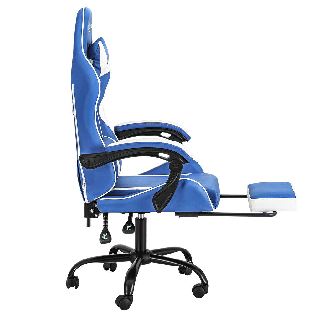 Artiss Gaming Office Chair Footrest Blue White Dropshipzone
