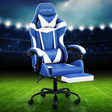 Artiss Gaming Office Chair Footrest Blue White Dropshipzone