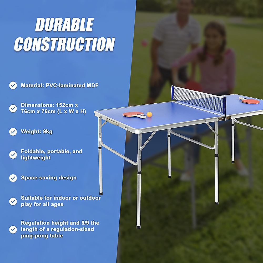 152cm Portable Tennis Table, Folding Ping Pong Table Game Set Dropshipzone