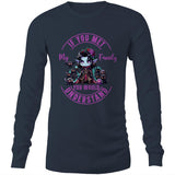 Meet my Family Angry Girl AS Colour Base - Mens Long Sleeve T-Shirt Ogo Merch