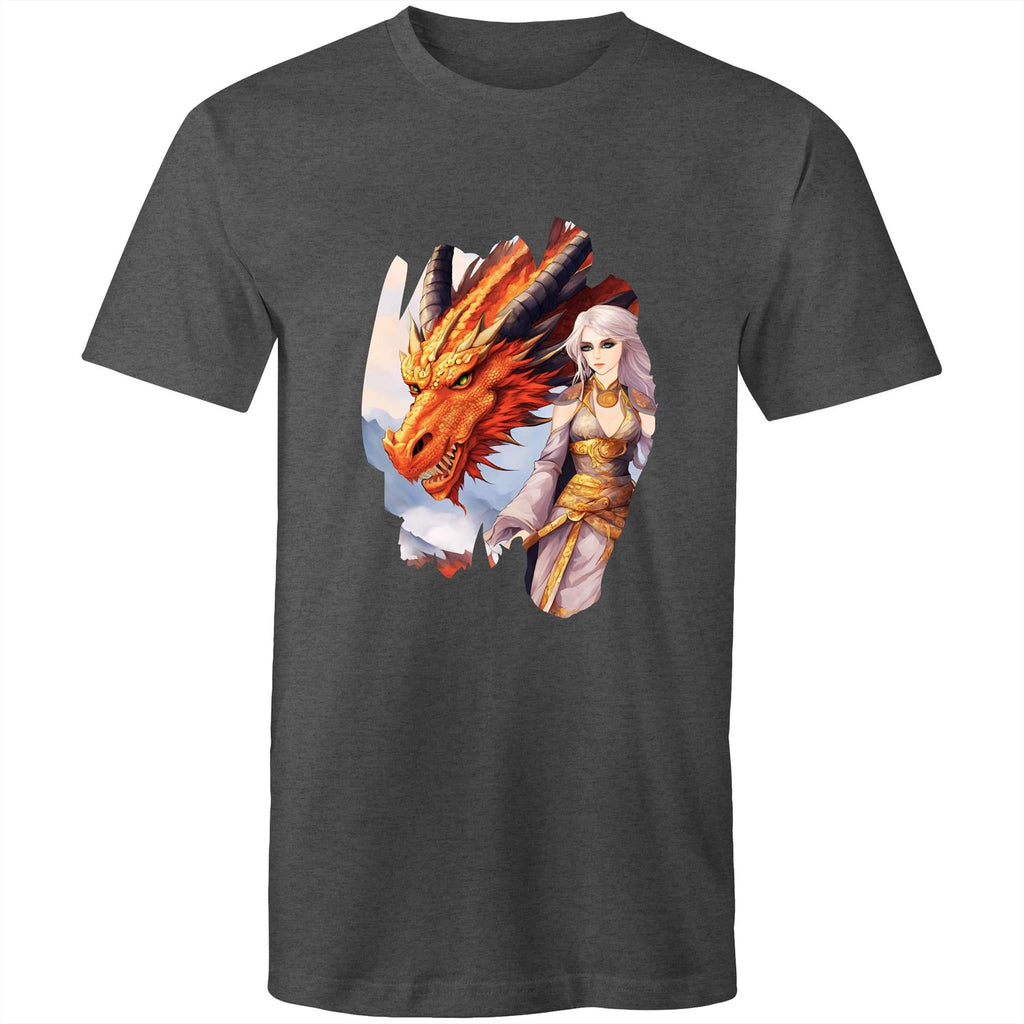 Lady and Pet Dragon AS Colour Staple - Mens T-Shirt Ogo Merch