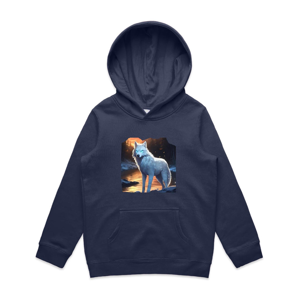 White Wolf AS Colour - Youth Supply Hood Ogo Merch