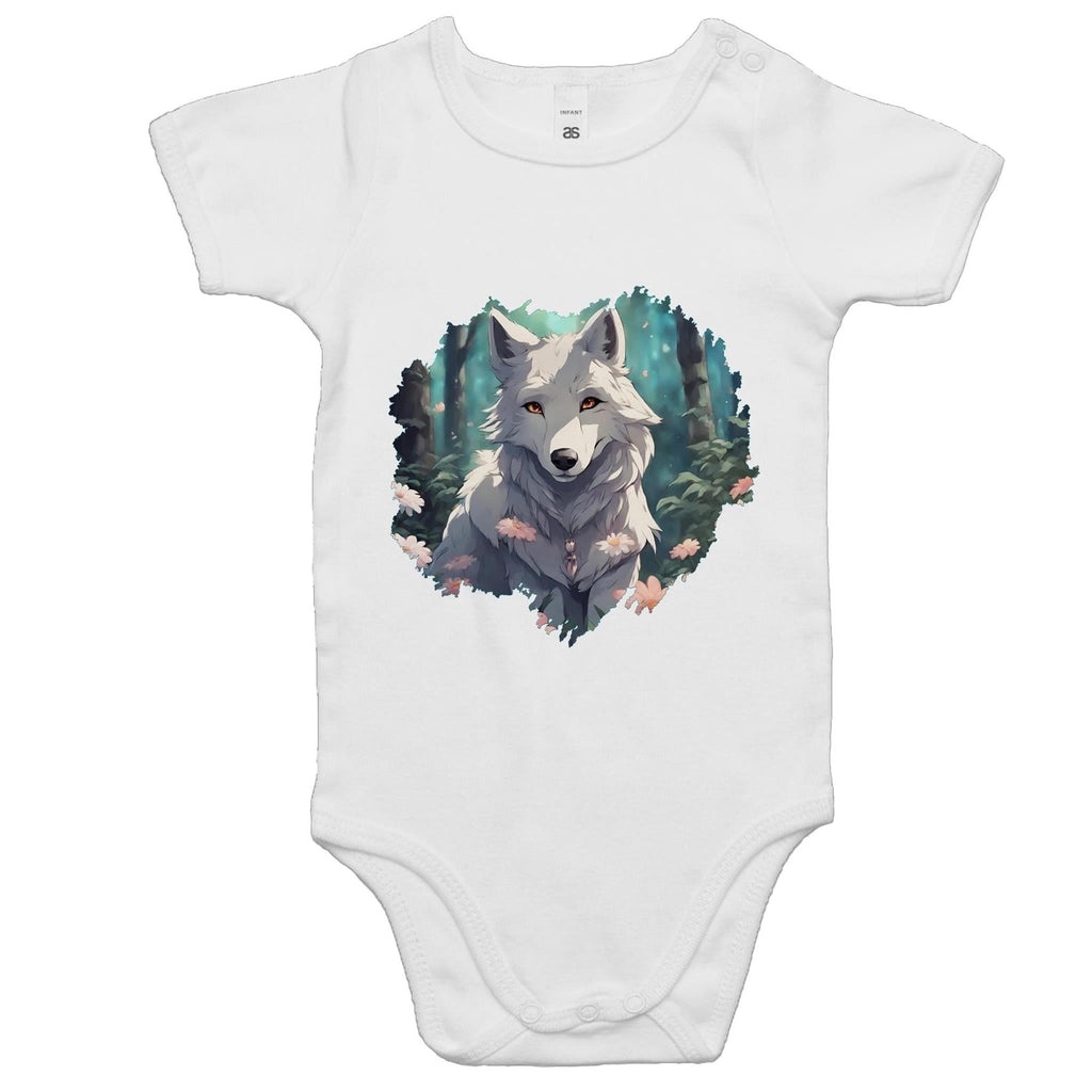 Wolf Print AS Colour Mini Me Baby Onesie Romper Ogo Merch