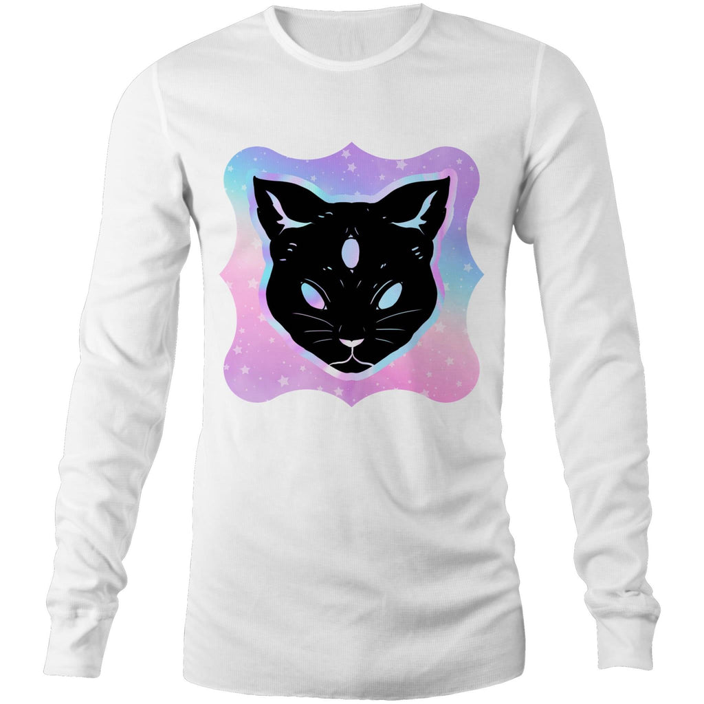 Psychic Cat AS Colour Base Mens Long Sleeve TShirt Ogo Merch