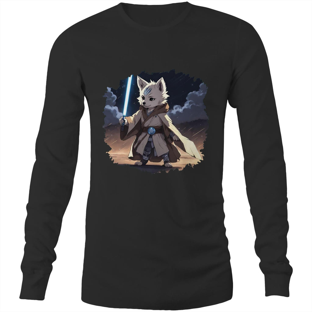 Wolf with Lightsaber AS Colour Base Mens Long Sleeve TShirt Ogo Merch