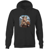 Viking Girl AS Colour Stencil - Pocket Hoodie Sweatshirt Ogo Merch