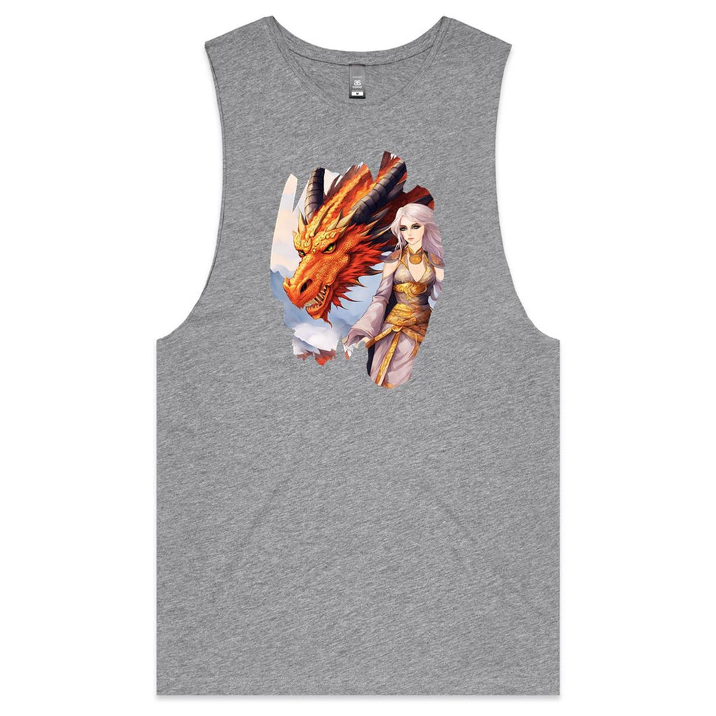 Lady and Pet Dragon AS Colour Barnard - Mens Tank Top Tee Ogo Merch