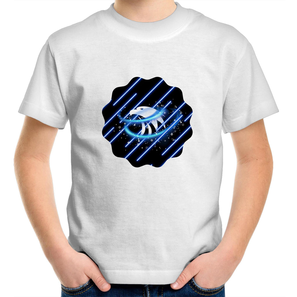 Blue Swirl Eagle AS Colour Kids Youth T-Shirt Ogo Merch