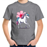 Unicorn and Flower AS Colour Kids Youth T-Shirt Ogo Merch