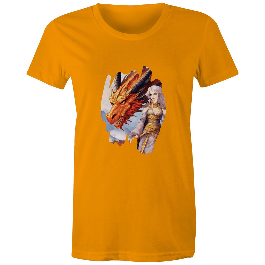 Lady and Pet Dragon AS Colour - Women's Maple Tee Ogo Merch