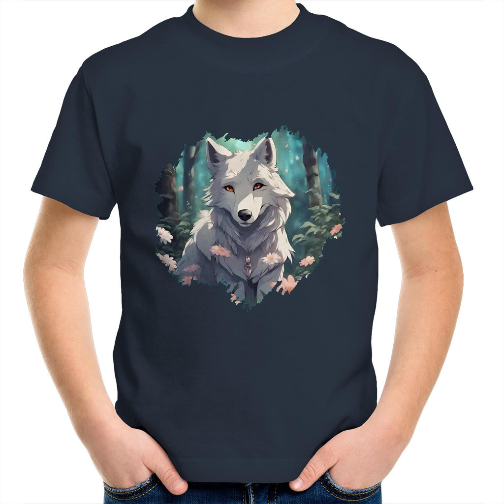 Wolf Print AS Colour Kids Youth TShirt Ogo Merch