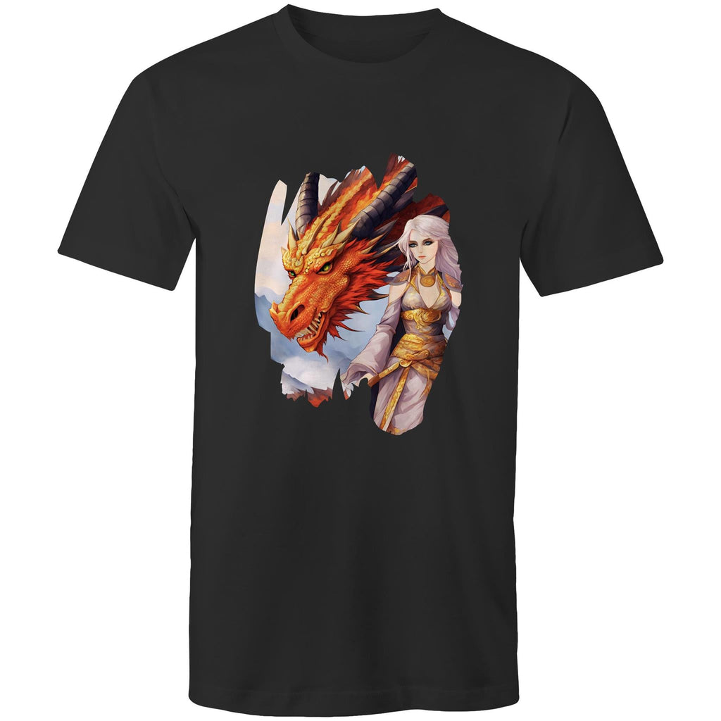 Lady and Pet Dragon AS Colour Staple - Mens T-Shirt Ogo Merch