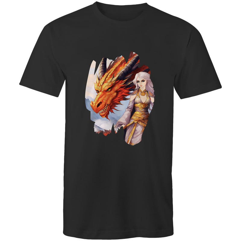 Lady and Pet Dragon AS Colour Staple - Mens T-Shirt Ogo Merch