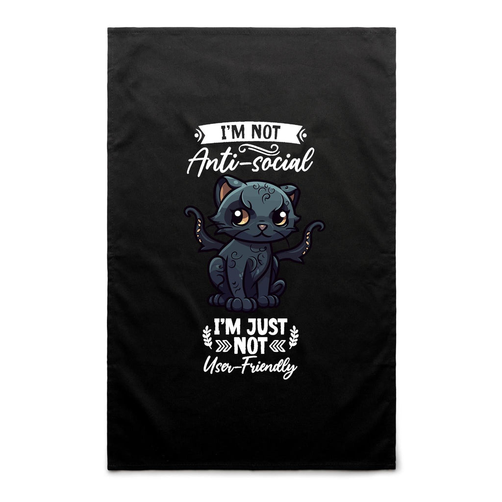 Antisocial Cat Monster AS Colour Tea Towel Ogo Merch