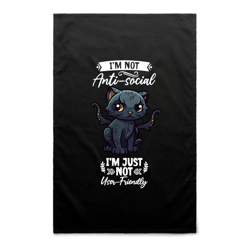 Antisocial Cat Monster AS Colour Tea Towel Ogo Merch