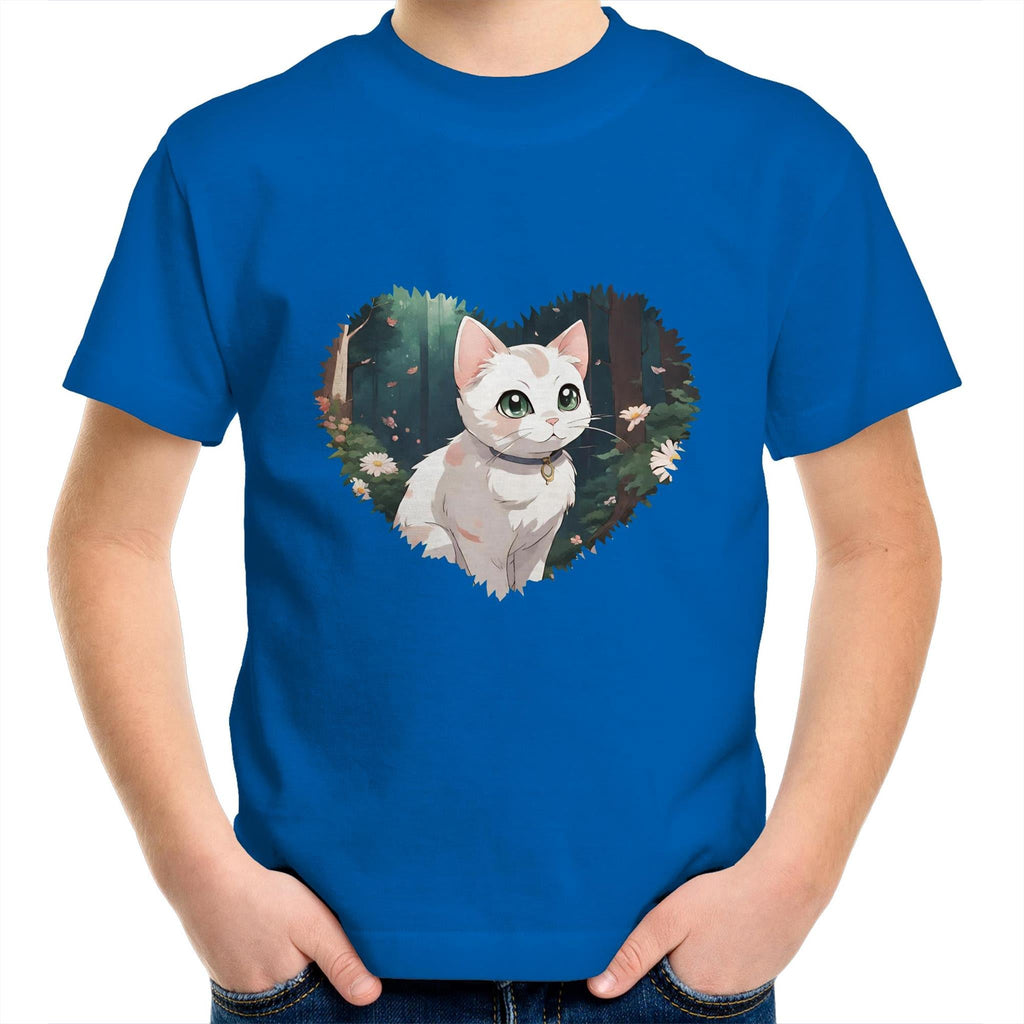Cat in Heart AS Colour Kids Youth T-Shirt Ogo Merch