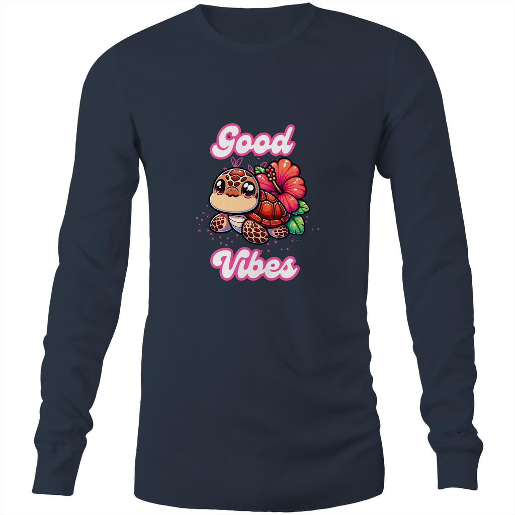 Good Vibes Turtle AS Colour Base - Mens Long Sleeve T-Shirt Ogo Merch