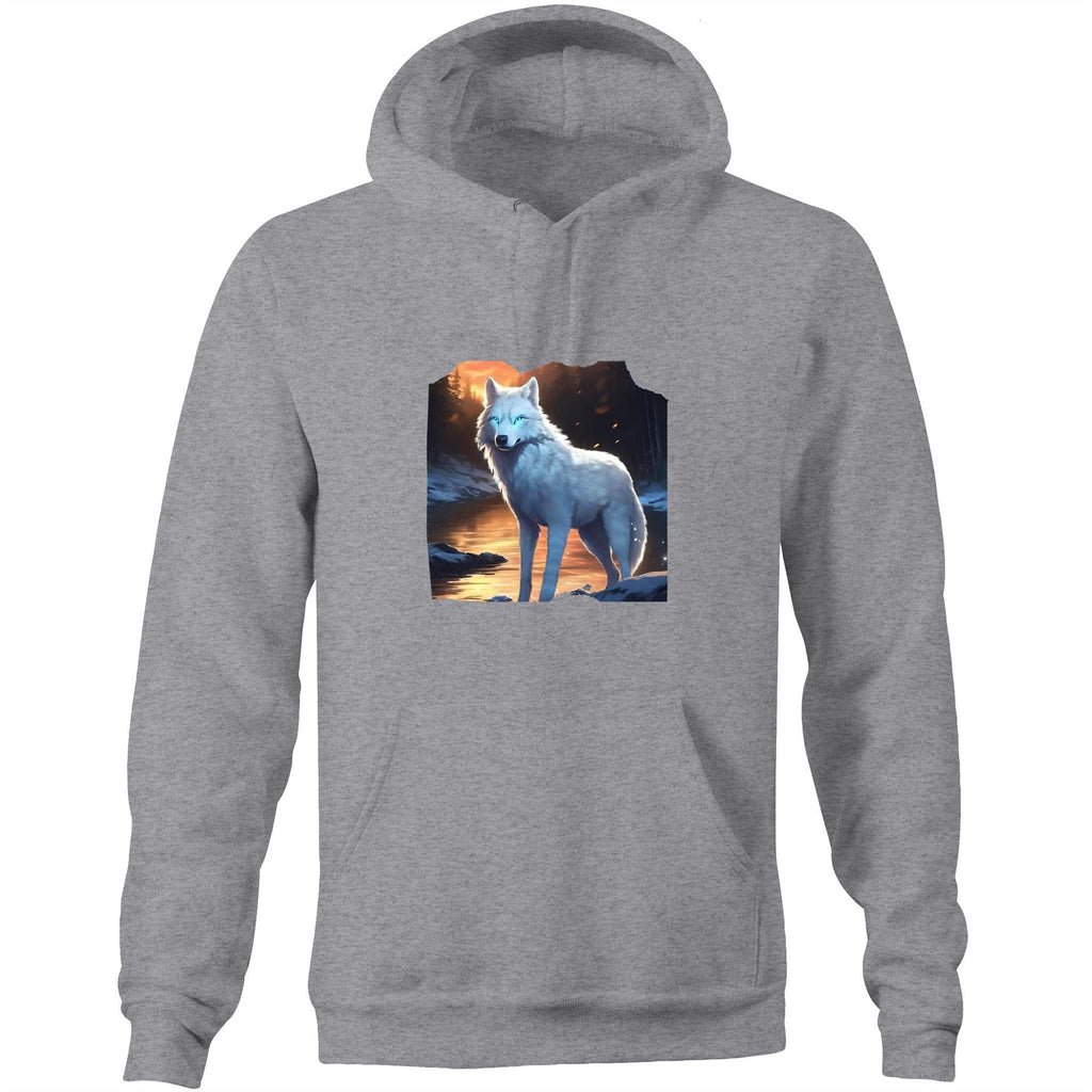 White Wolf AS Colour Stencil - Pocket Hoodie Sweatshirt Ogo Merch