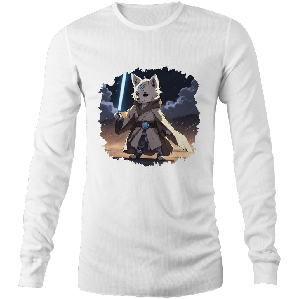 Wolf with Lightsaber AS Colour Base Mens Long Sleeve TShirt Ogo Merch
