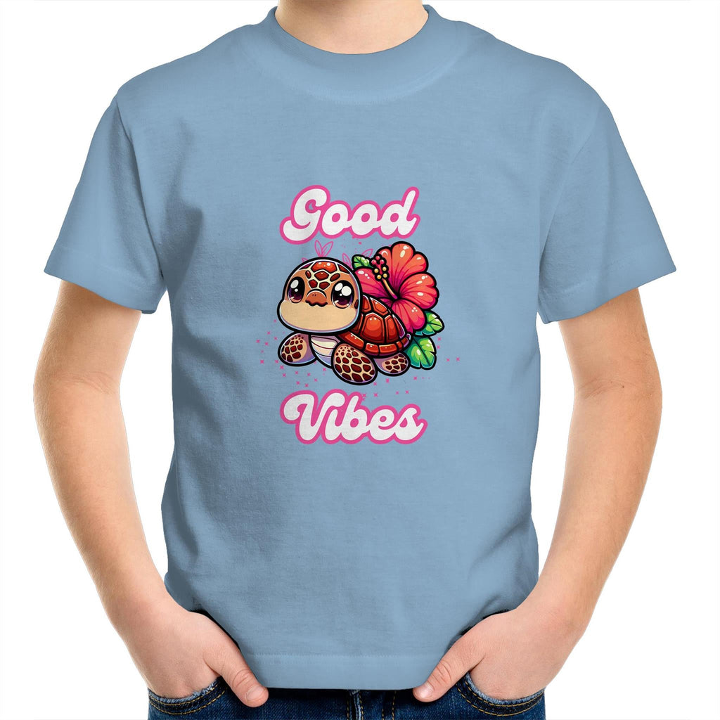 Good Vibes Turtle AS Colour Kids Youth T-Shirt Ogo Merch