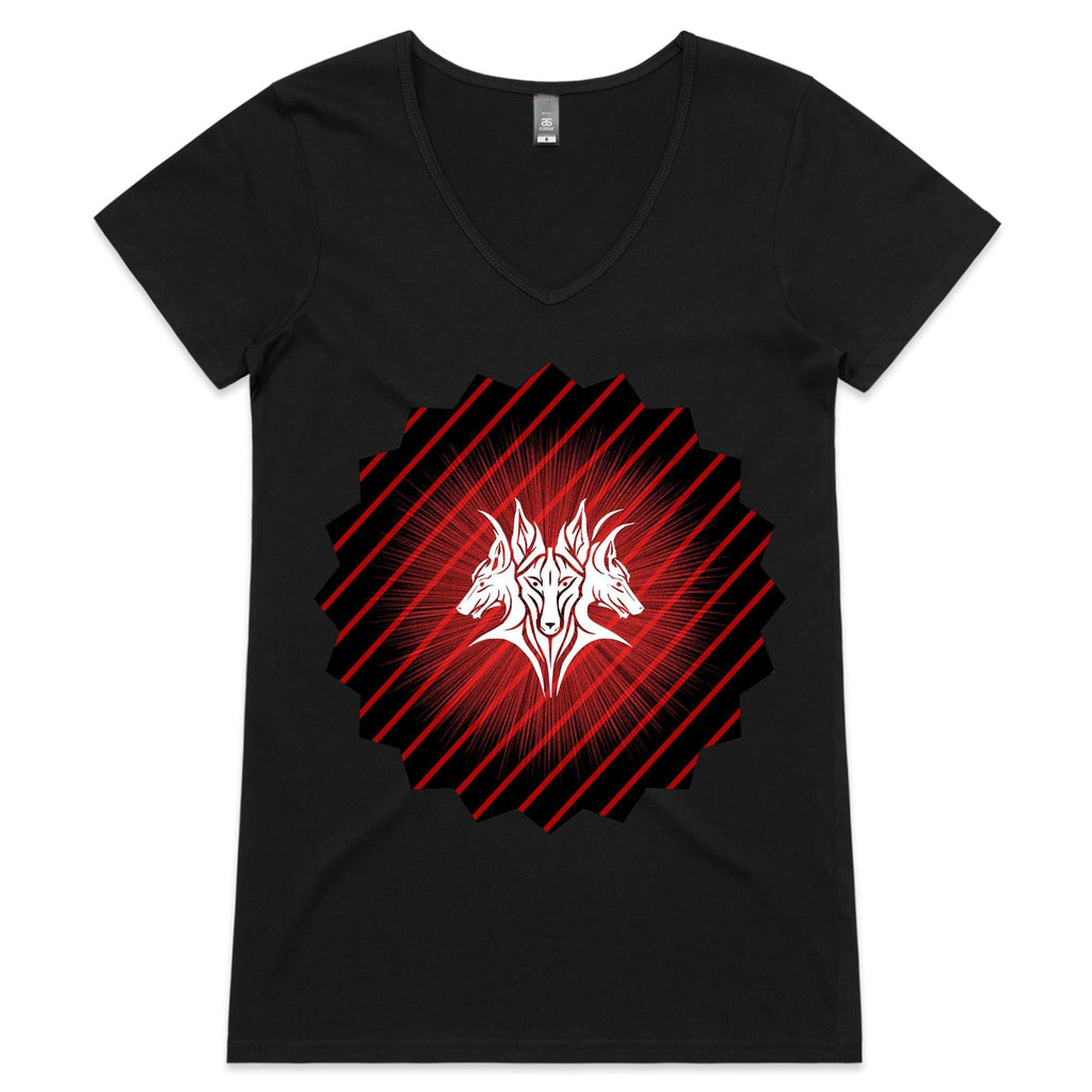 Glowing Cerberus AS Colour Bevel Womens VNeck TShirt Ogo Merch