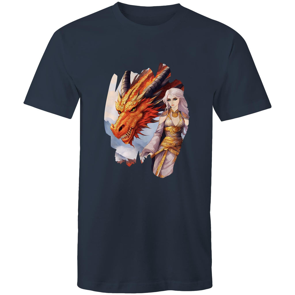 Lady and Pet Dragon AS Colour Staple - Mens T-Shirt Ogo Merch