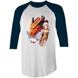 Lady and Pet Dragon AS Colour Raglan - 3/4 Sleeve T-Shirt Ogo Merch