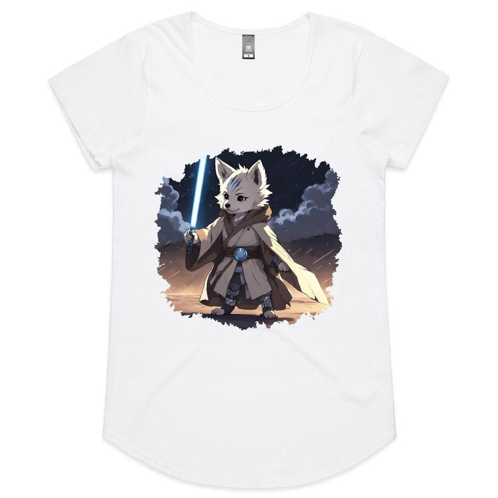 Wolf with Lightsaber AS Colour Mali Womens Scoop Neck Tshirt Ogo Merch